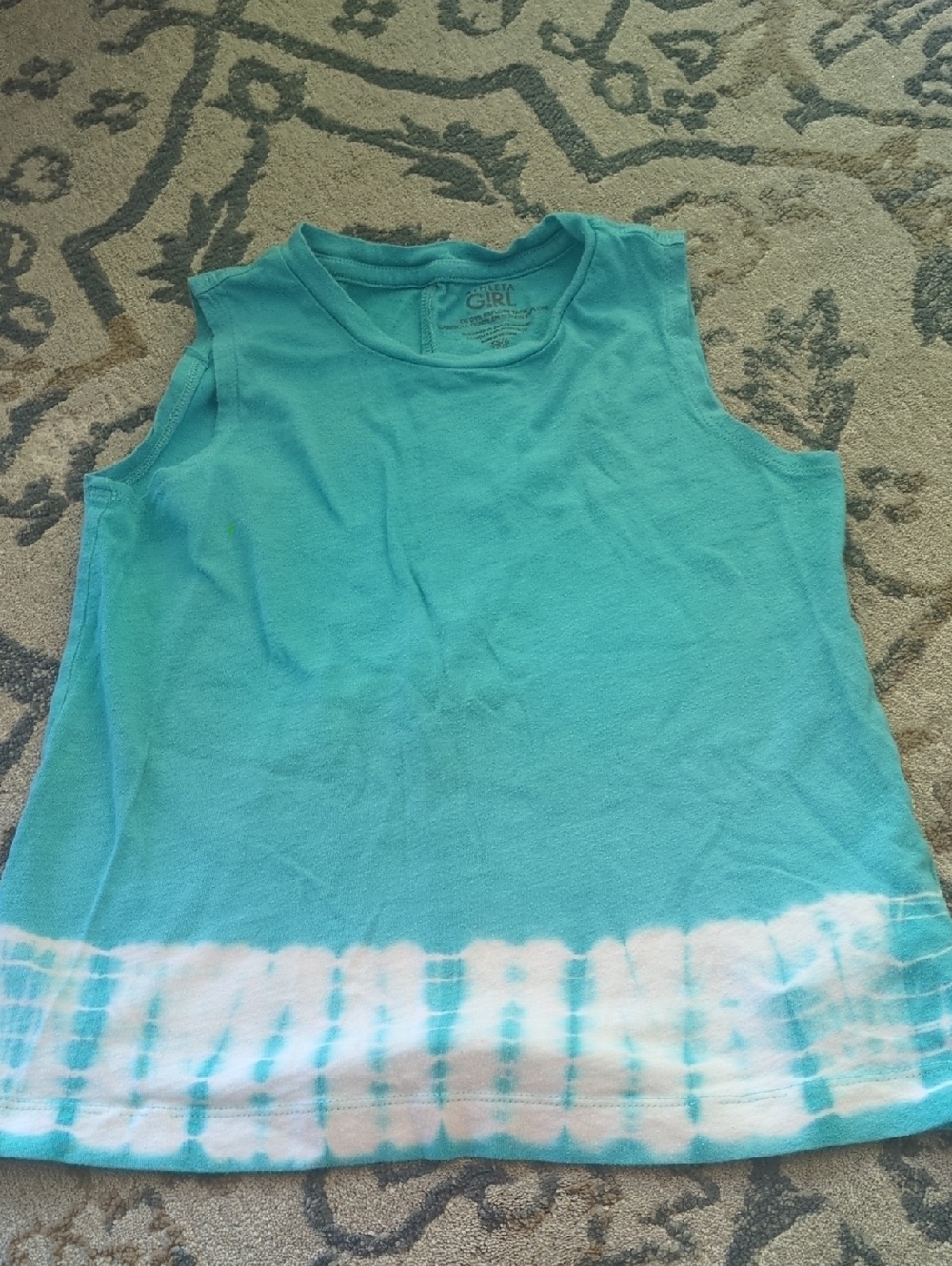 Athleta Girl Aqua Blue Tank Top with Tie-Dye Hem
